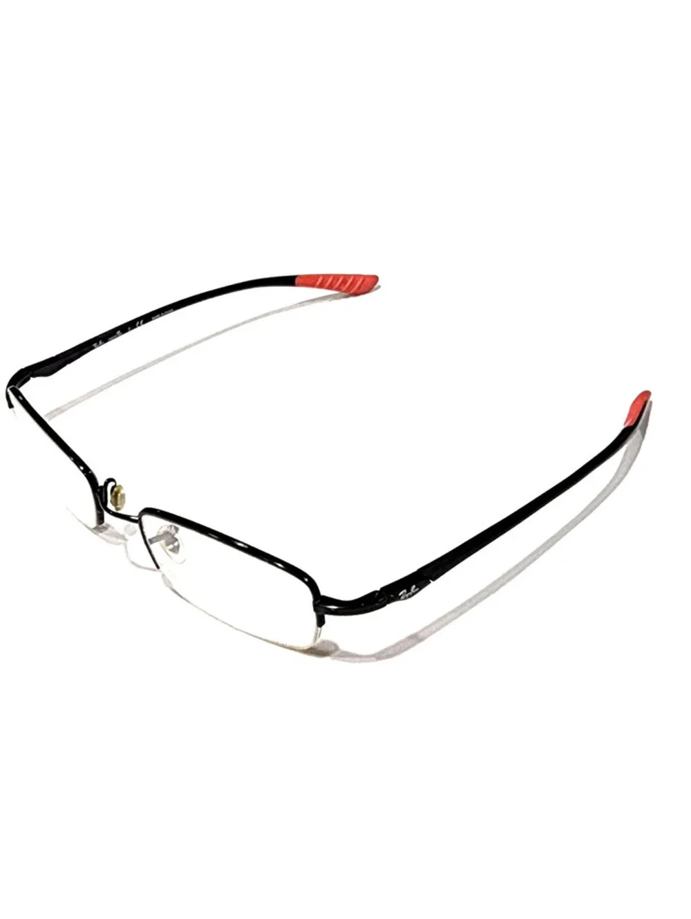 Ray Ban RB7512 1012 Black Metal Red Rectangle Eyeglasses 49-19 140
